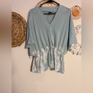 Versona Light Blue Tie-Dye V-Neck Tunic